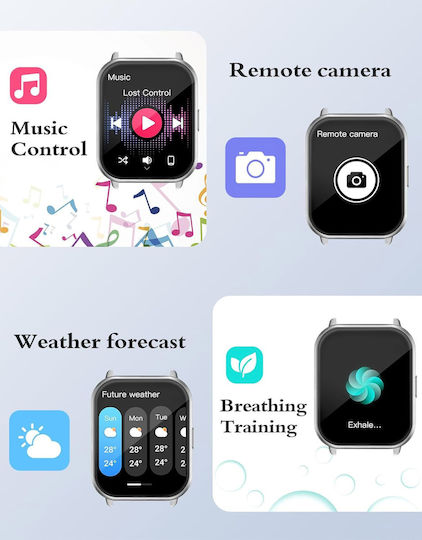 Ruimen D1 Smartwatch with SIM and Heart Rate Monitor (Silver)