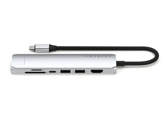 Satechi USB-C Docking Station με HDMI 4K PD Ethernet Ασημί (ST-P7SS)
