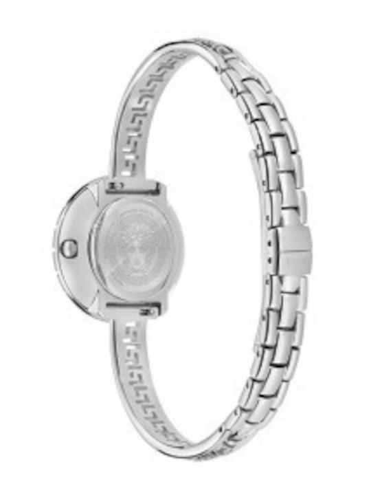 Versace La Greca Set Ανδρικό Ρολόι Μπαταρίας με Ασημί Μεταλλικό Μπρασελέ