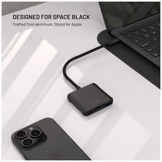 Fixed USB-C Stație de andocare cu HDMI 4K PD Negru (FIXHU-QR-BK)