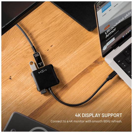 Fixed USB-C Stație de andocare cu HDMI 4K PD Negru (FIXHU-QR-BK)
