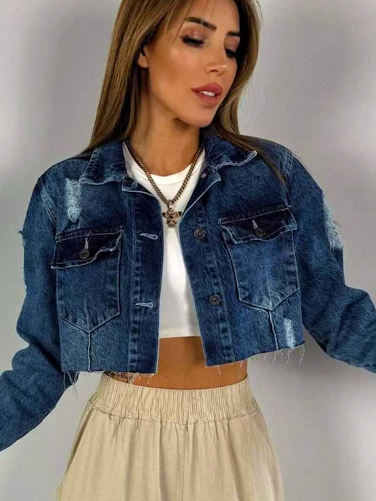 Scurtă Jachetă de femei din denim Blue