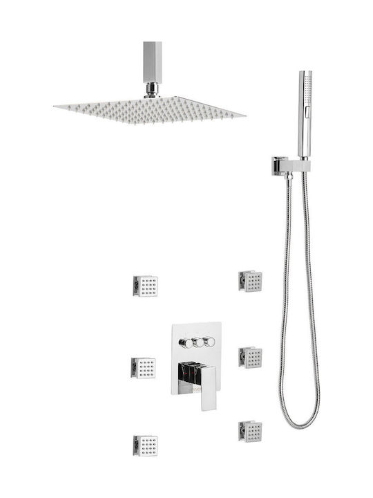 Vevor Στήλη Ντουζ χωρίς Μπαταρία 25.4cm Ασημί