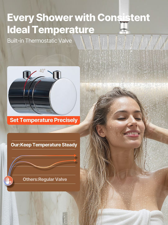 Vevor Shower Column with Mixer Silver