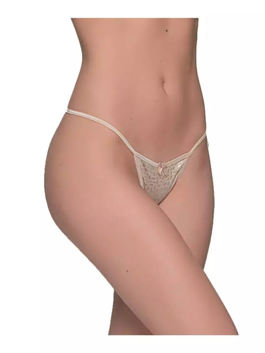 Γυναικείο String με Δαντέλα Μπεζ