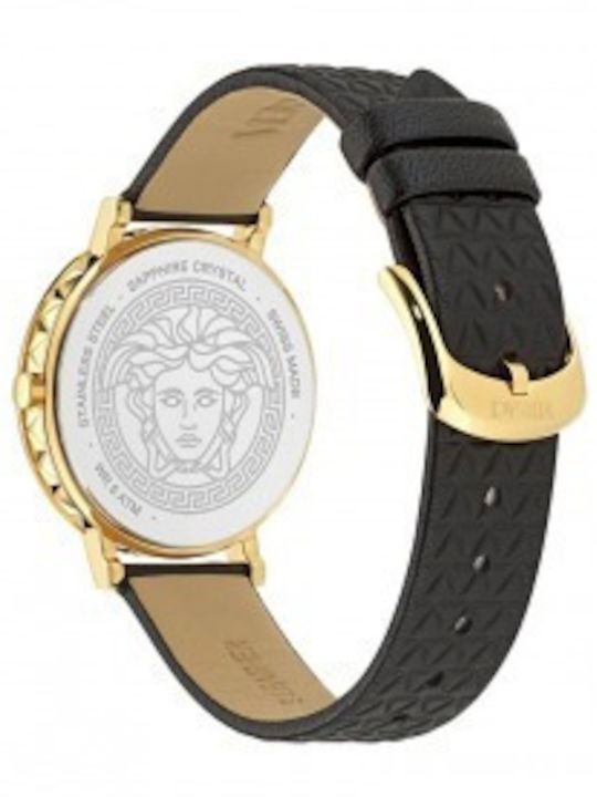 Versace Lady Women's Watch with Black Leather Strap Versace Lady Women's Watch with Black Leather Strap