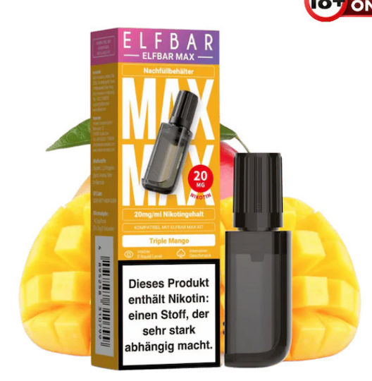 Elf Bar Ηλεκτρονικό Τσιγάρο μιας Χρήσης 6000 Εισπνοών Triple Mango 10ml 20mg Μωβ