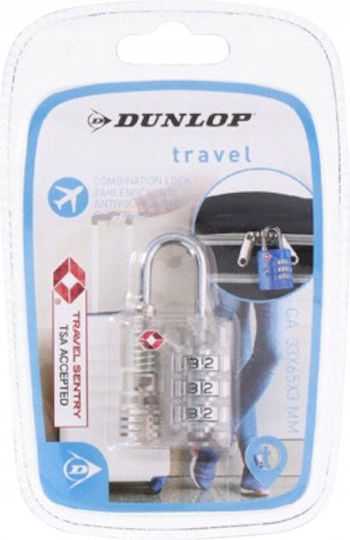 Dunlop Lock Ατσάλινο Λουκέτο Πέταλο Συνδυασμού με Πιστοποίηση TSA Λευκό