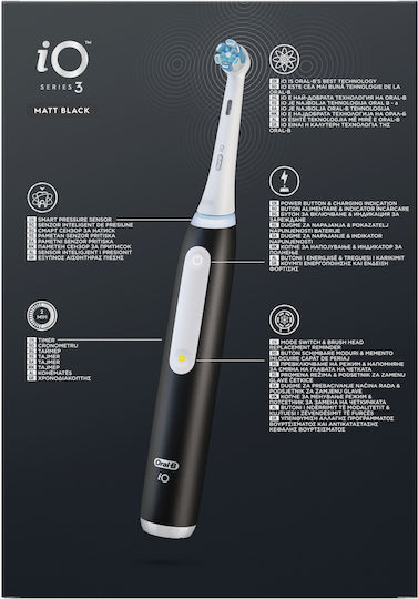 Oral-B Io Series 3 Electric Toothbrush with Pressure Sensor and Travel Case Black