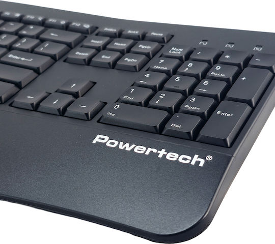 Powertech PT-1490 Безжично Комплект клавиатура и мишка Гръцка Черен