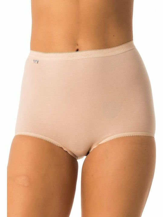 Basic Maxi Βαμβακερό Ψηλόμεσο Γυναικείο Boxer Μπεζ