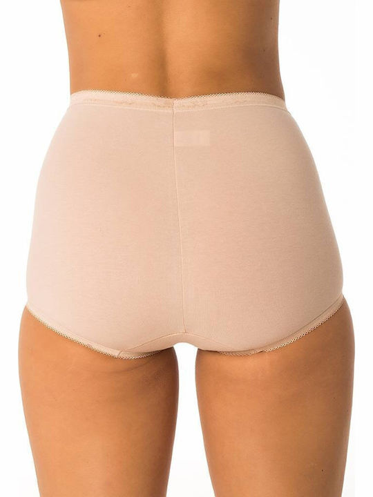 Basic Maxi Βαμβακερό Ψηλόμεσο Γυναικείο Boxer Μπεζ