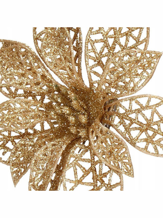 Crăciun Decorativ Metalic Floare Lungime 14cm. 10buc
