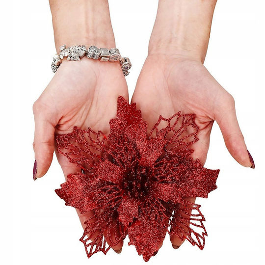 Crăciun Decorativ Metalic Floare Lungime 16cm. 10buc