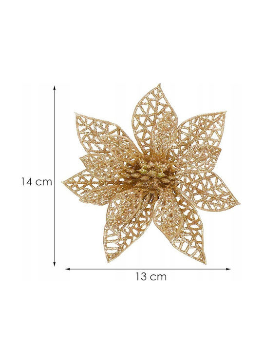 Crăciun Decorativ Metalic Floare Lungime 14cm. 10buc