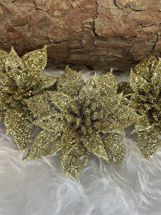Crăciun Decorativ Metalic Floare Lungime 14cm. 10buc