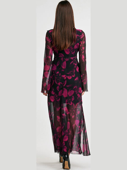 Maxi Abendkleid mit Rüschen Lila