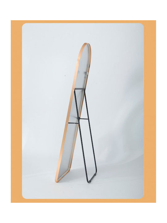 Oglindă Arcuită Cu Cadru Metalic Roz 150x40cm
