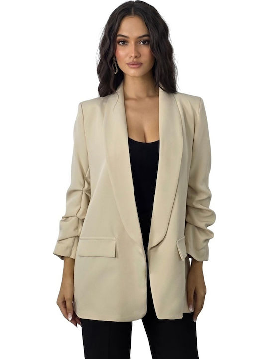 Lung Blazer pentru femei Sacou Light Cream