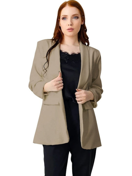 Μακρύ Γυναικείο Σακάκι Beige