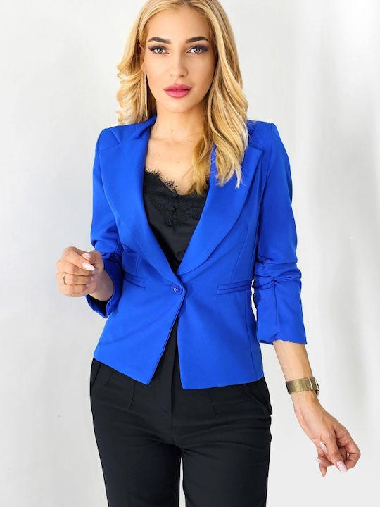 Μακρύ Γυναικείο Σακάκι Blue