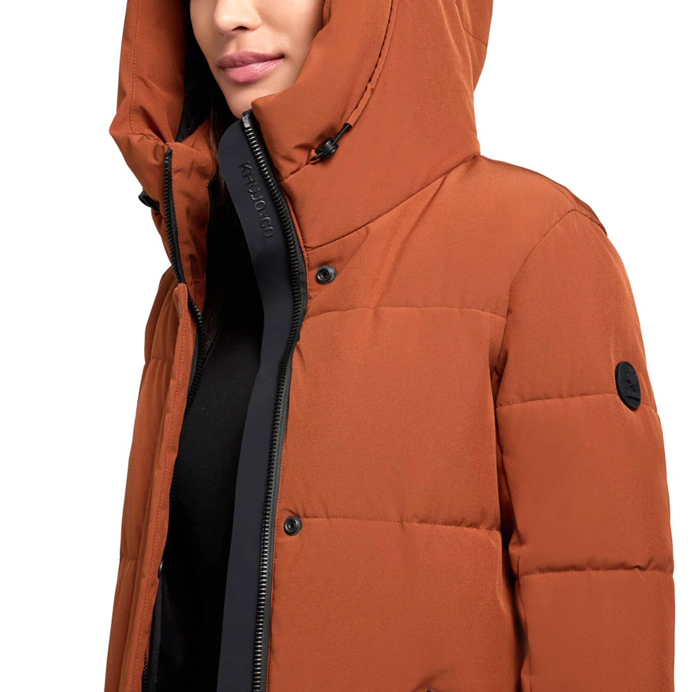 Khujo Women's Long Puffer Jacket for Winter with Hood Brown