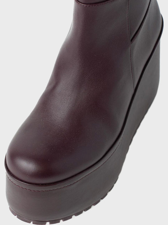 Wildleder Stiefeletten Damen Burgundisch