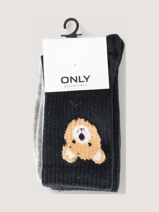 Only Teddy Κάλτσες Μαύρο/γκρι 2Pack
