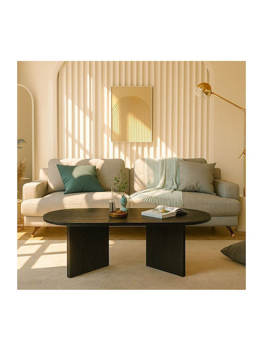 Οβάλ Κεντρικό Τραπεζάκι Cortado Ξύλινο Sencron Black Μ120xΠ60xΥ39.6εκ.