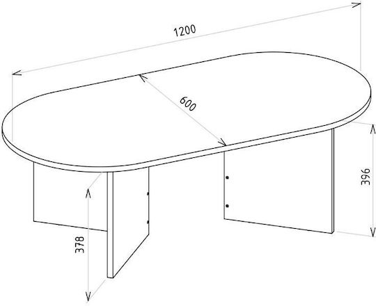 Oval Central Coffee Table Cortado Wooden White Marble Effect 120x60x39.6cm