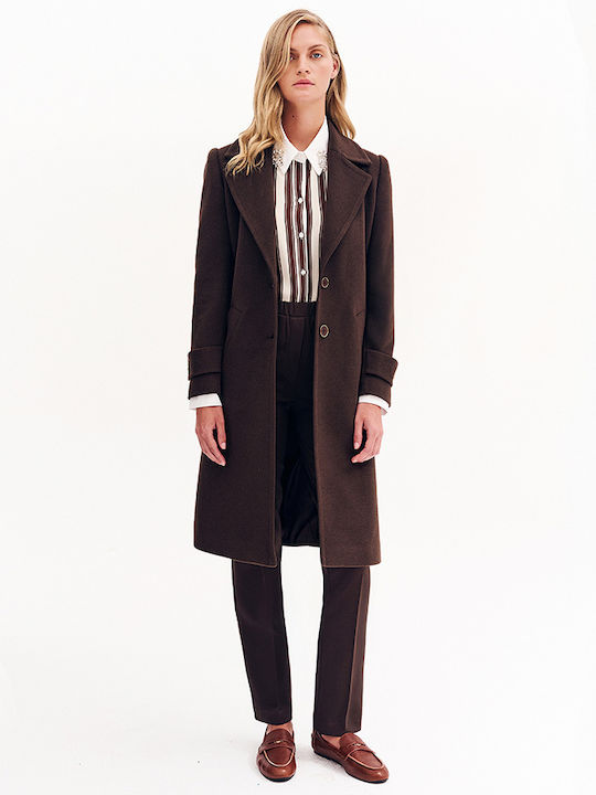 Women's Brown Coat with Belt