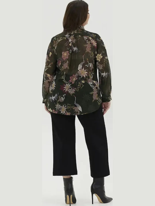 Μακρυμάνικο Γυναικείο Πουκάμισο Πράσινο Floral
