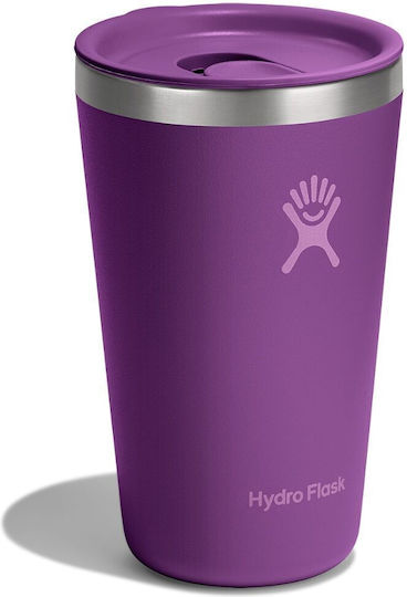 Hydro Flask All Around Tumbler Чаша Термос Неръждаема Стомана Без BPA 473мл Beachplum с Сламка и Дръжка