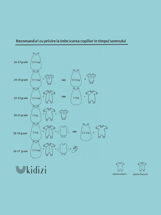 Kidizi Vara Sac de dormit 0.5 tog Albastru deschis