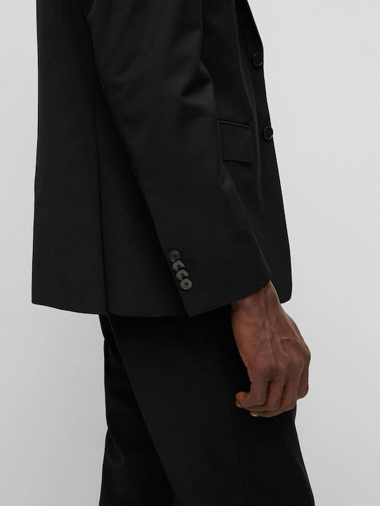 H Huge Men's Suit Slim Fit Black