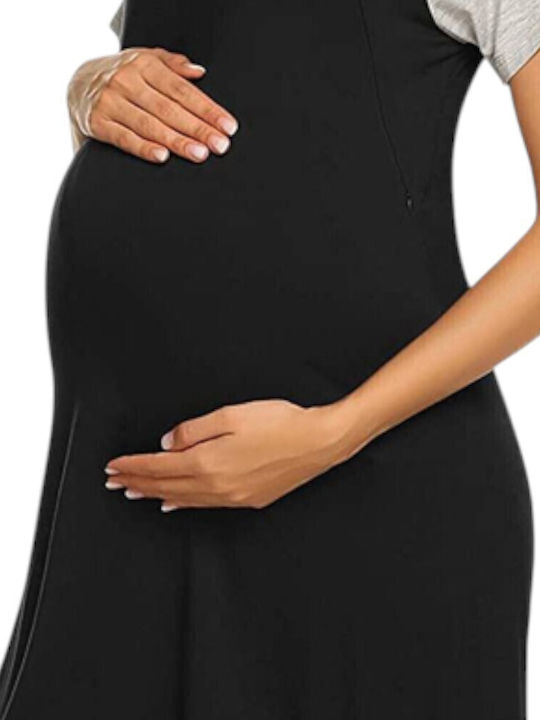 Queen Mother Nightgown Maternity & Nursing Black-grey