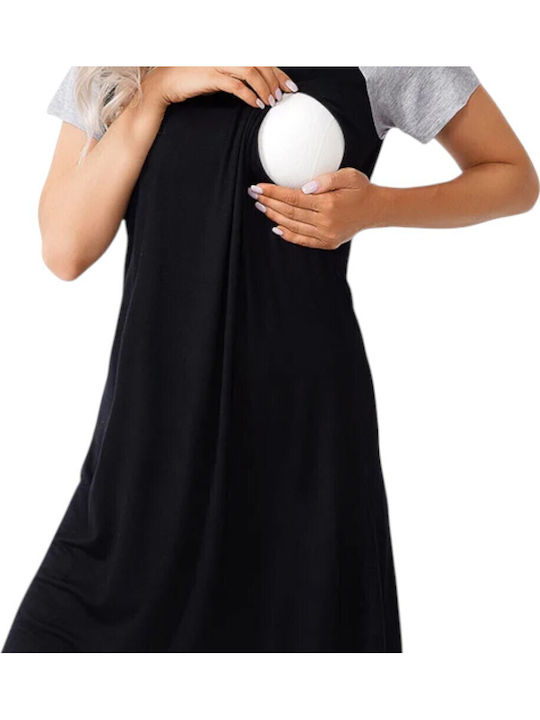 Queen Mother Nightgown Maternity & Nursing Black-grey