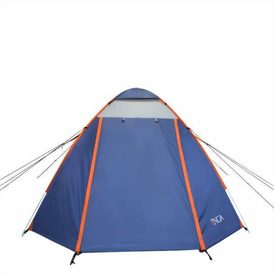 Inca Natura Camping Tent Pop Up Blue With Double Cloth 3 Seasons For 4 People 210x210x150cm
