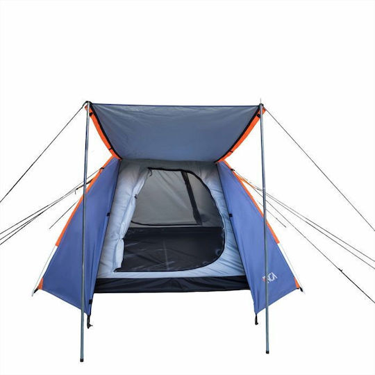 Inca Natura Camping Tent Pop Up Blue With Double Cloth 3 Seasons For 4 People 210x210x150cm