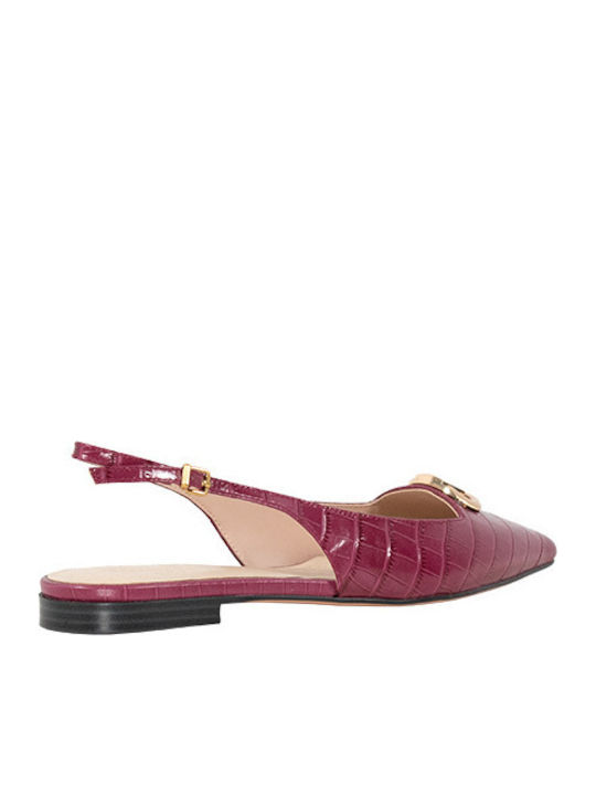 Leather Pointy Slingback Ballerinas Red