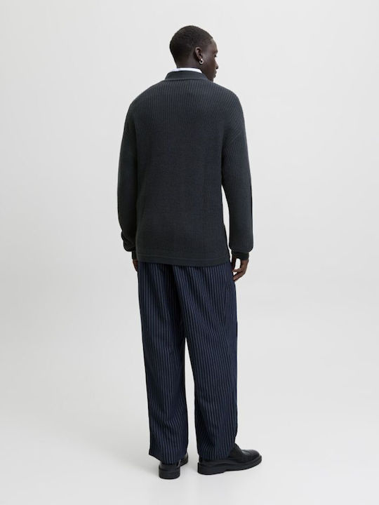 Men's Knitted Cardigan with Buttons Navy Blue