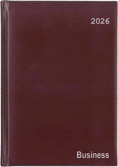 Next Diary 2026 Basic XL Daily Spiral Burgundy 21x29cm Printing Option