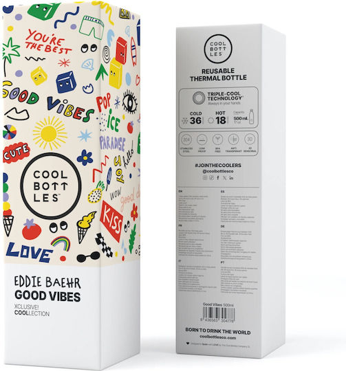 Cool Bottles Μπουκάλι Θερμός Ανοξείδωτο 500ml Πολύχρωμο