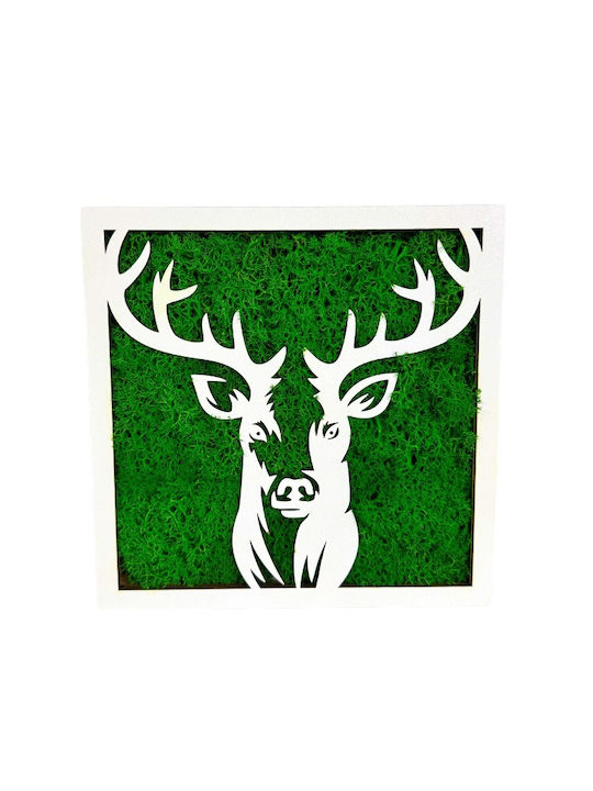 Forest Deer Painting Stabilized Natural Moss Green