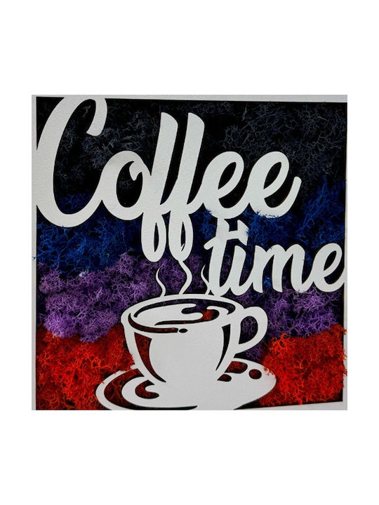 Coffee Time Bild Stabilisierte Natürliche Moos Blau-Lila-Rot Διάφορα Επιτραπέζια Διακοσμητικά