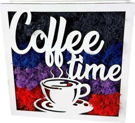 Coffee Time Bild Stabilisierte Natürliche Moos Blau-Lila-Rot Διάφορα Επιτραπέζια Διακοσμητικά