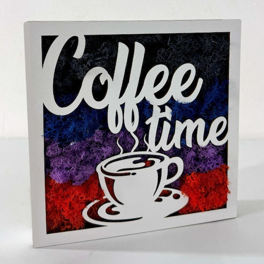 Coffee Time Bild Stabilisierte Natürliche Moos Blau-Lila-Rot Διάφορα Επιτραπέζια Διακοσμητικά