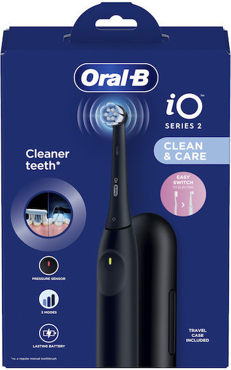 Oral-B iO Series 2 Electric Toothbrush with Timer Pressure Sensor and Travel Case Black