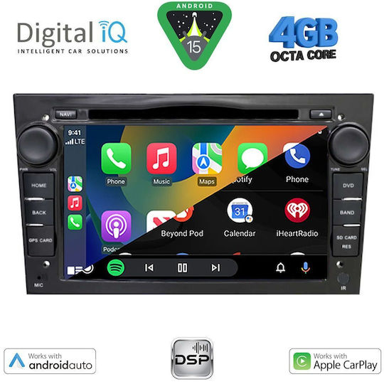Digital IQ Car Audio System for Opel Corsa / Meriva / Tigra / Vectra 2004-2012 (Bluetooth/USB/AUX/WiFi/GPS/Apple-Carplay/Android-Auto) with Touch Screen 7"