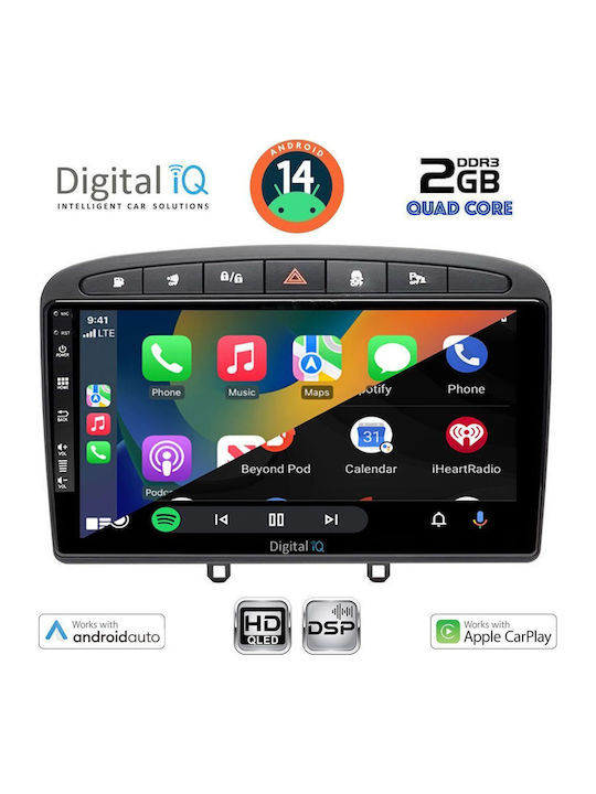 Digital IQ Car Audio System for Peugeot 308 / RCZ 2007-2012 (Bluetooth/USB/AUX/WiFi/GPS/Apple-Carplay/Android-Auto) with Touch Screen 9"